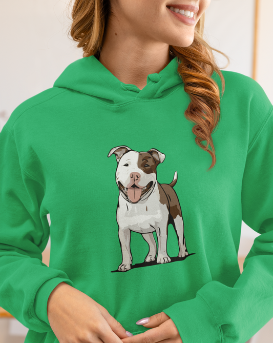 Ollie Dog Pulliver Hoodie Unisex Heavy Blend Hooded Sweatshirt with Pit Bull Dog Pet Design