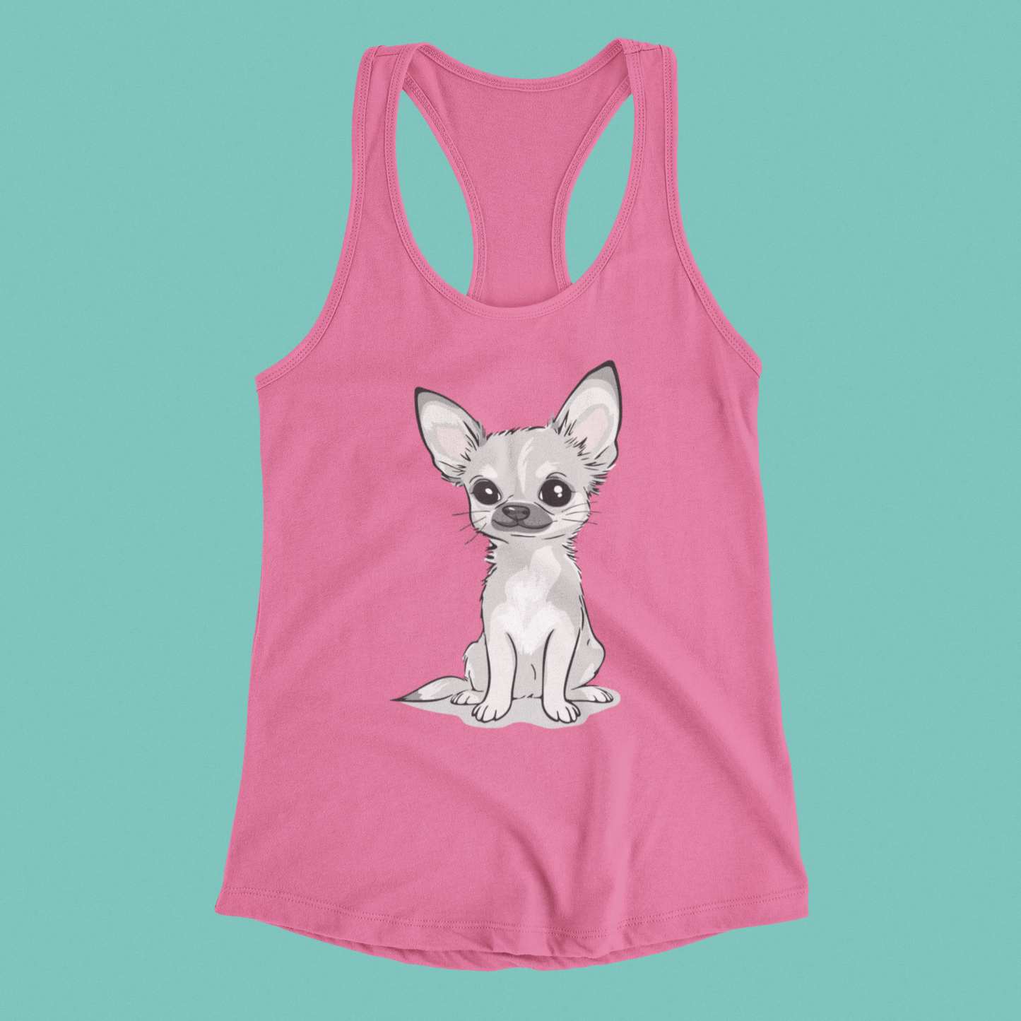 White Chihuahua Puppy Dog Tank Top Women's Racerback Tank Tops with Tan Chihuahuas Puppies Dogs Design