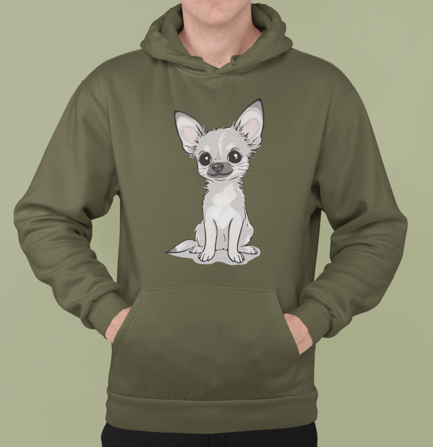 White Chihuahua Puppy Dog Pullover Hoodie Hooded Sweatshirt Cute Chihuahuas Puppy Dogs Pet Print Men Women Unisex Hoodies