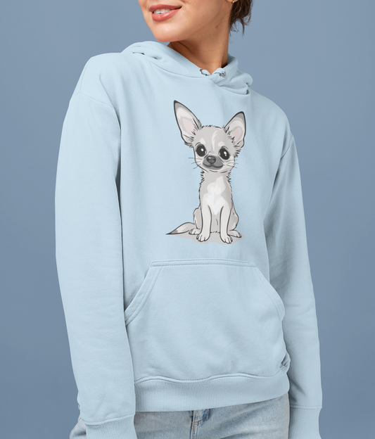White Chihuahua Puppy Dog Pullover Hoodie Hooded Sweatshirt Cute Chihuahuas Puppy Dogs Pet Print Men Women Unisex Hoodies