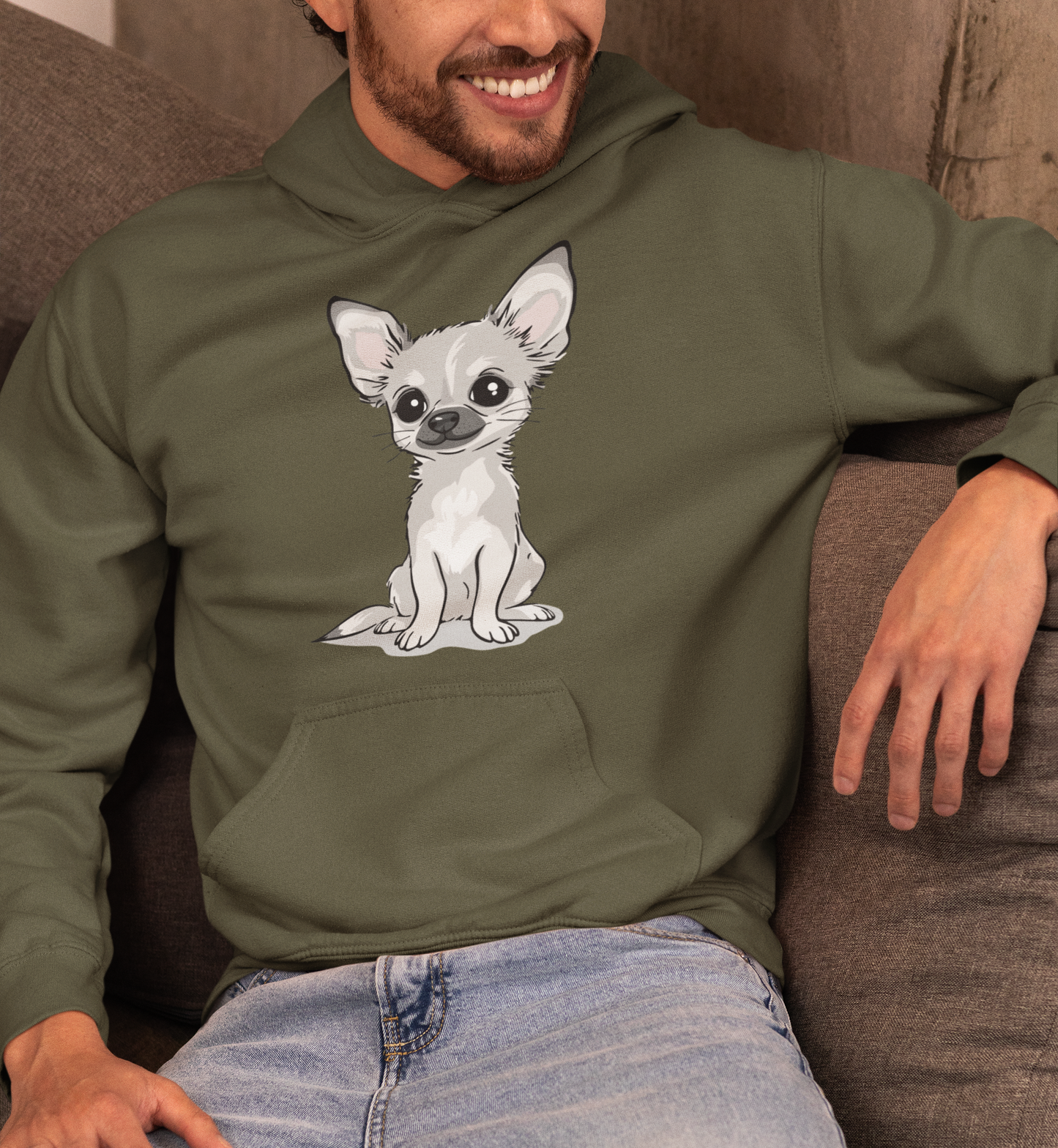 White Chihuahua Puppy Dog Pullover Hoodie Hooded Sweatshirt Cute Chihuahuas Puppy Dogs Pet Print Men Women Unisex Hoodies