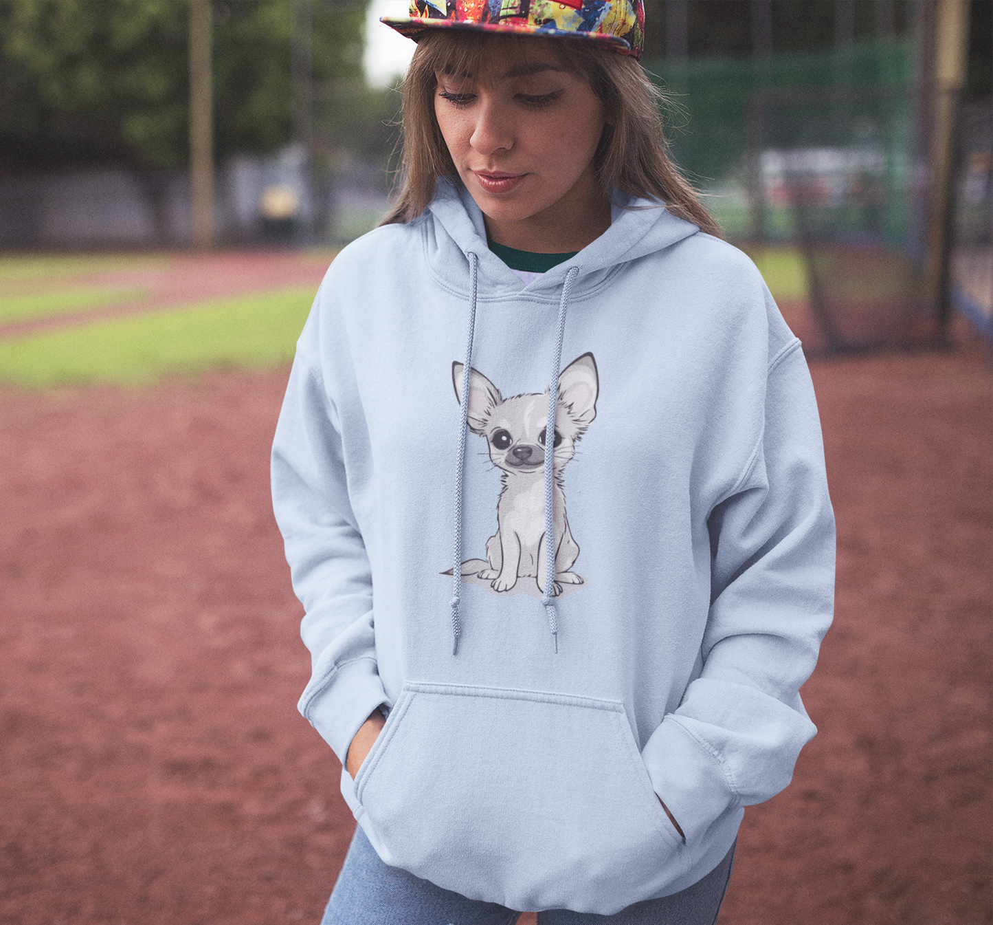 White Chihuahua Puppy Dog Pullover Hoodie Hooded Sweatshirt Cute Chihuahuas Puppy Dogs Pet Print Men Women Unisex Hoodies