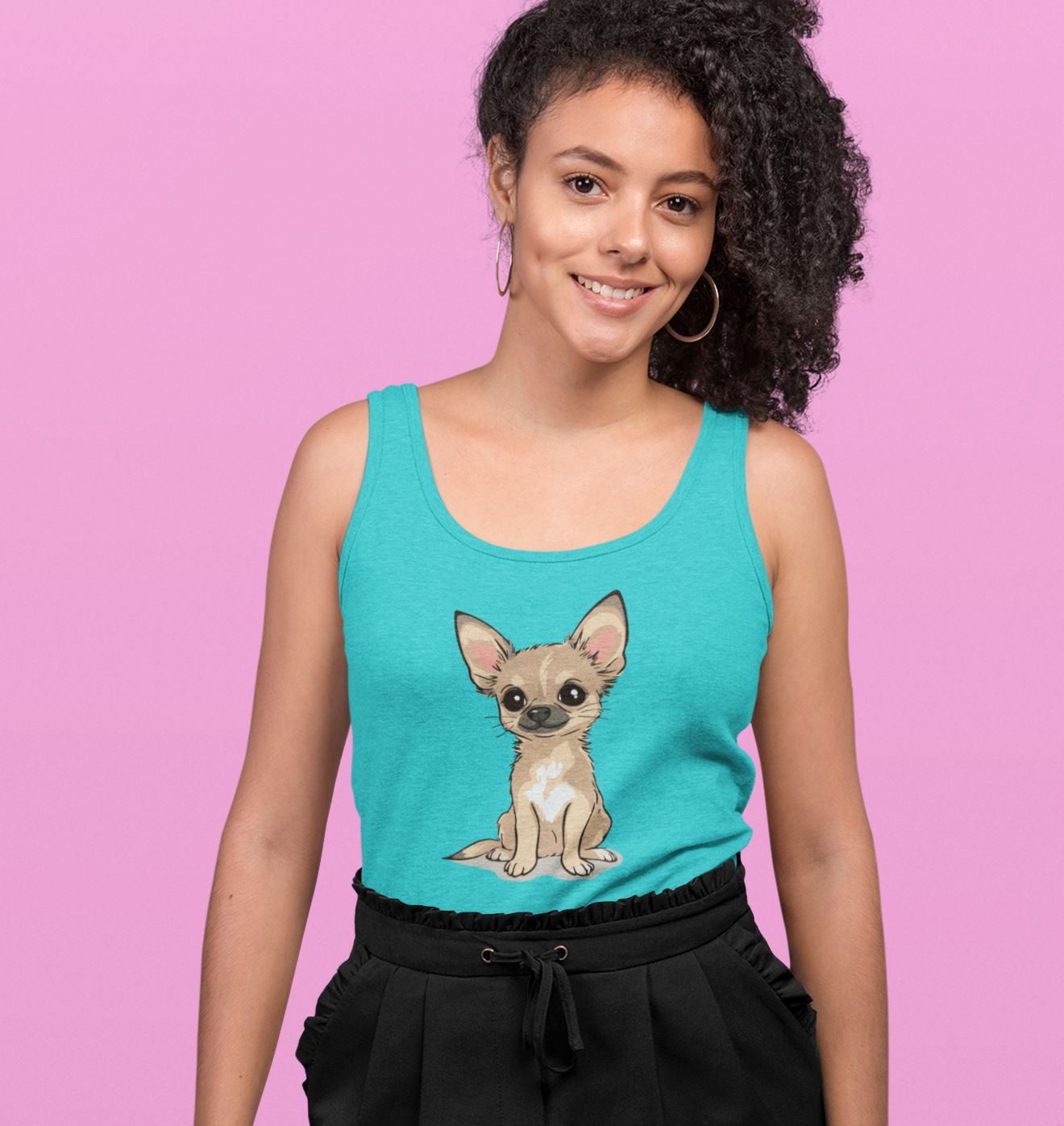 Twila Chihuahua Puppy Dog Tank Top Women's Racerback Tank Tops with Tan Chihuahuas Puppies Dogs Design