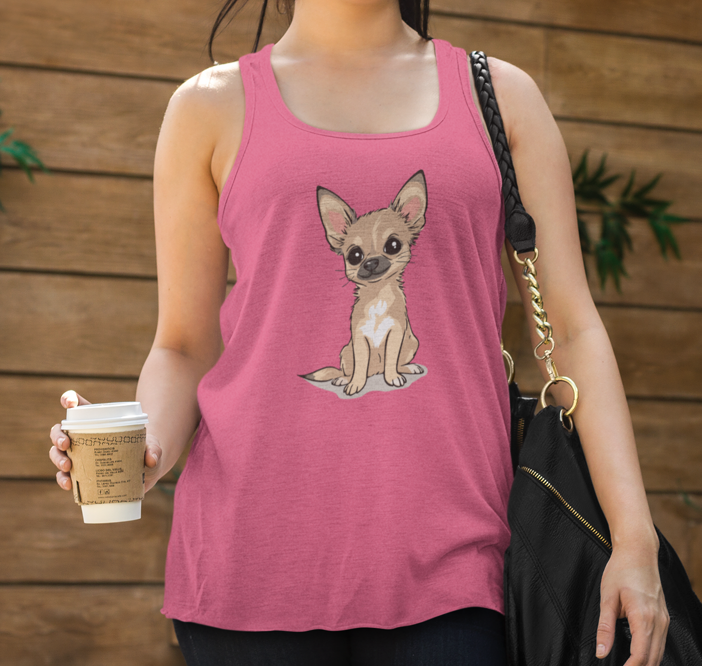 Twila Chihuahua Puppy Dog Tank Top Women's Racerback Tank Tops with Tan Chihuahuas Puppies Dogs Design