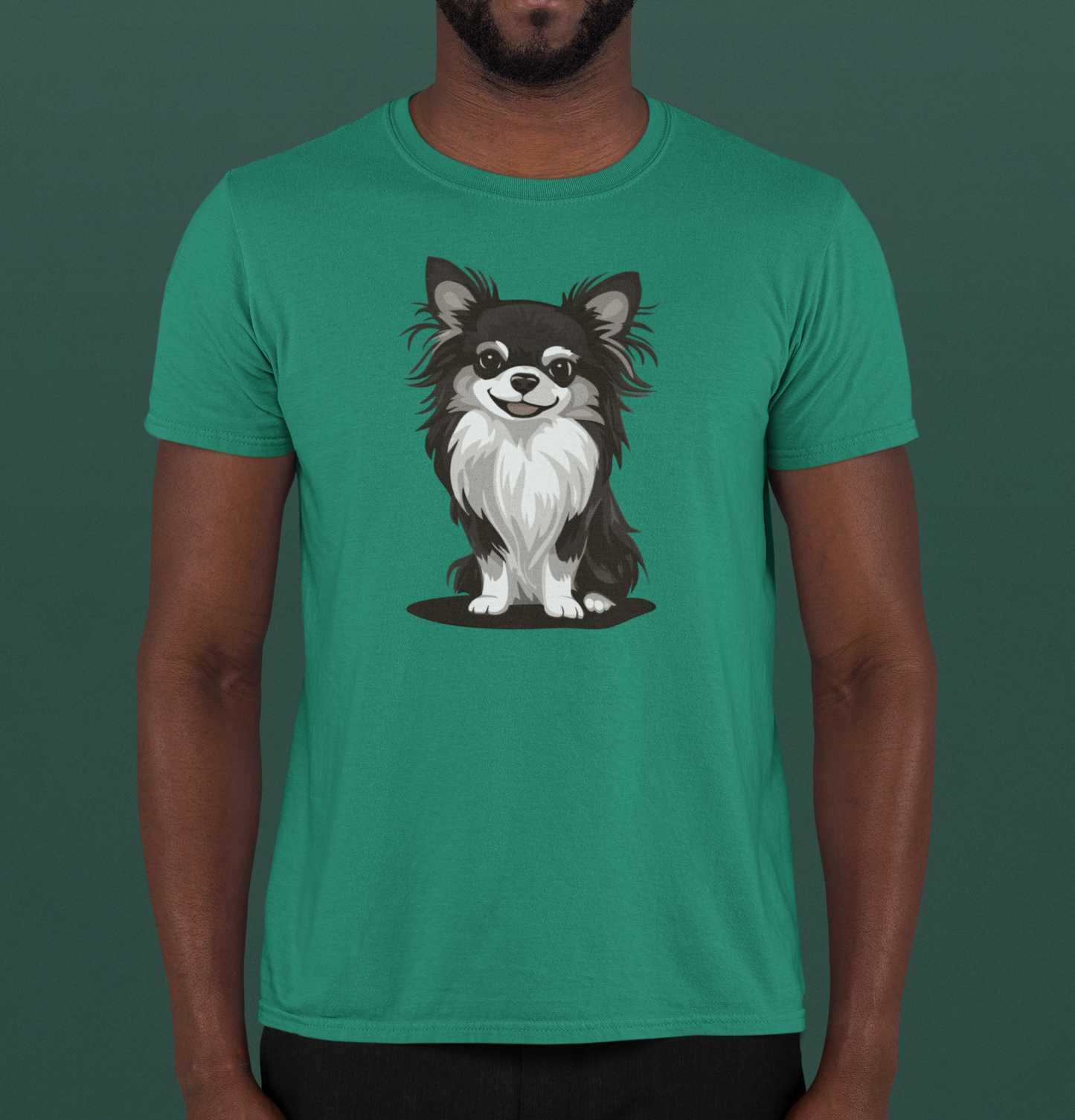 Black Long Haired Chihuahua Dog Soft T-Shirt - Mens Womens Unisex Cotton Long Coat Chihuahuas Dogs Pet Short Sleeve Tee