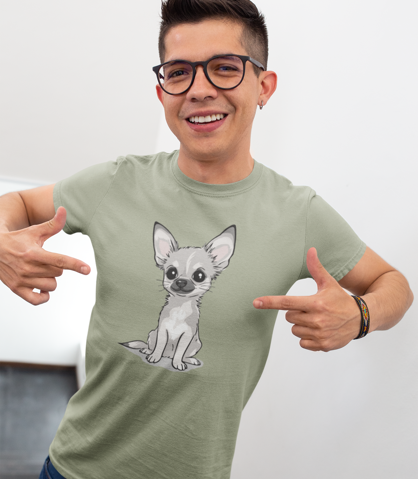 White Chihuahua Puppy Dog T-Shirt - Mens Womens Unisex Cotton Chihuahuas Dogs Pet Short Sleeve Tee Puppies Design Shirts