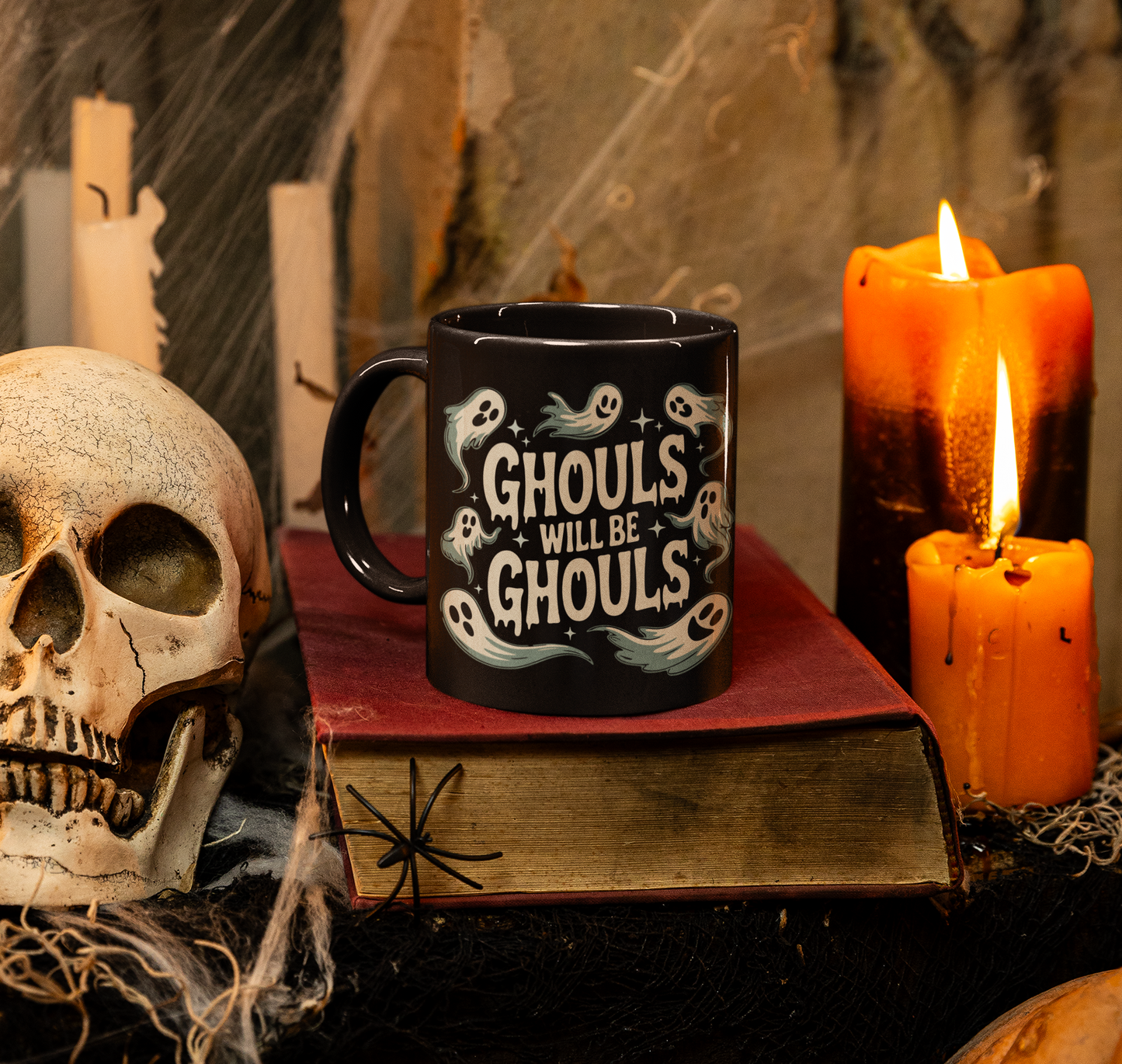 Ghouls Will Be Ghouls Coffee Mug, Halloween Black Ceramic Tea Cup, 11 Ounce Spooky Haunted Ghost Mugs, Cute Goth Fall Drinkware