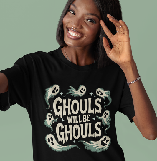 Ghouls will be Ghouls T-shirt, Black Halloween Ghost Tee, Spooky Fall Costume Top, Goth Outfit Shirt, Ghostly Graphic Shirts