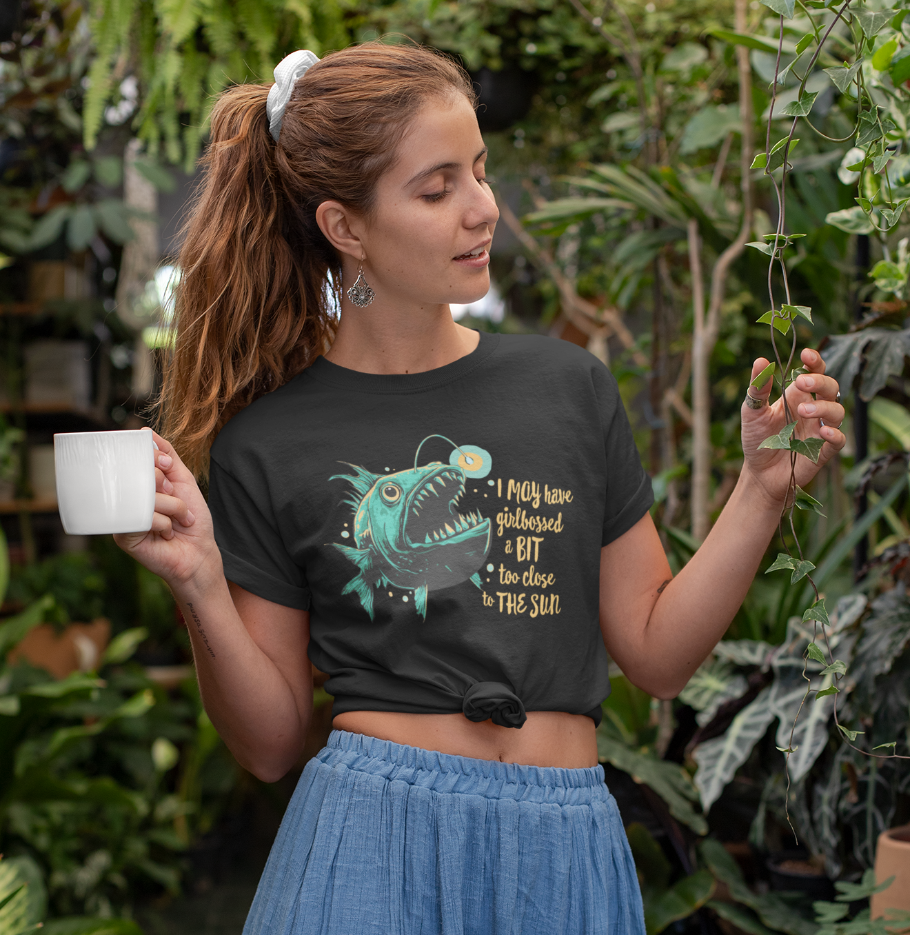 Deep Sea Anglerfish Girlbossed Too Close To The Sun T-shirt, Angler Fish Lure Glow Graphic Tee Ocean Aquatic Creatures