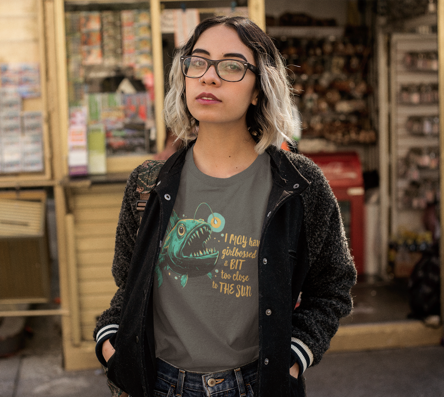 Deep Sea Anglerfish Girlbossed Too Close To The Sun T-shirt, Angler Fish Lure Glow Graphic Tee Ocean Aquatic Creatures