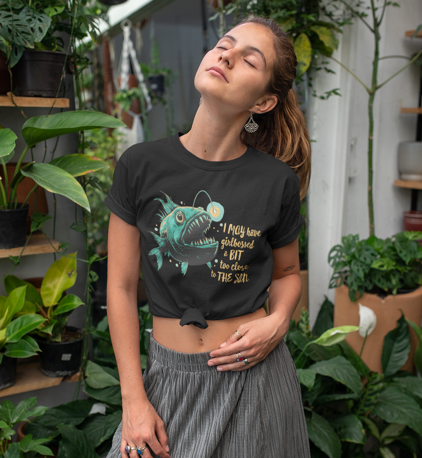 Deep Sea Anglerfish Girlbossed Too Close To The Sun T-shirt, Angler Fish Lure Glow Graphic Tee Ocean Aquatic Creatures