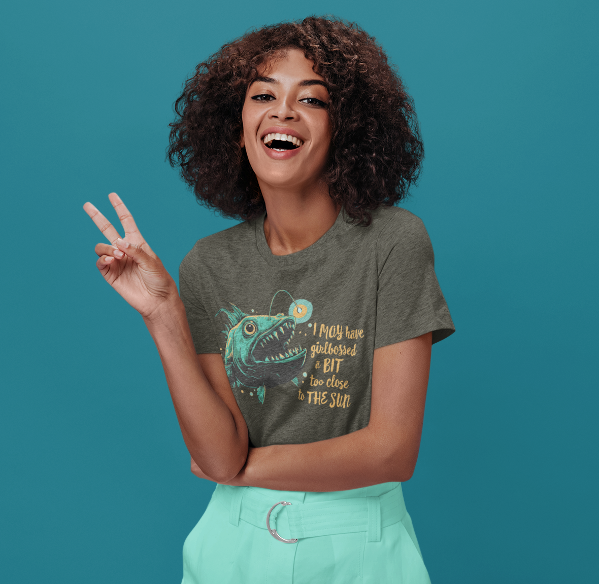 Deep Sea Anglerfish Girlbossed Too Close To The Sun T-shirt, Angler Fish Lure Glow Graphic Tee Ocean Aquatic Creatures