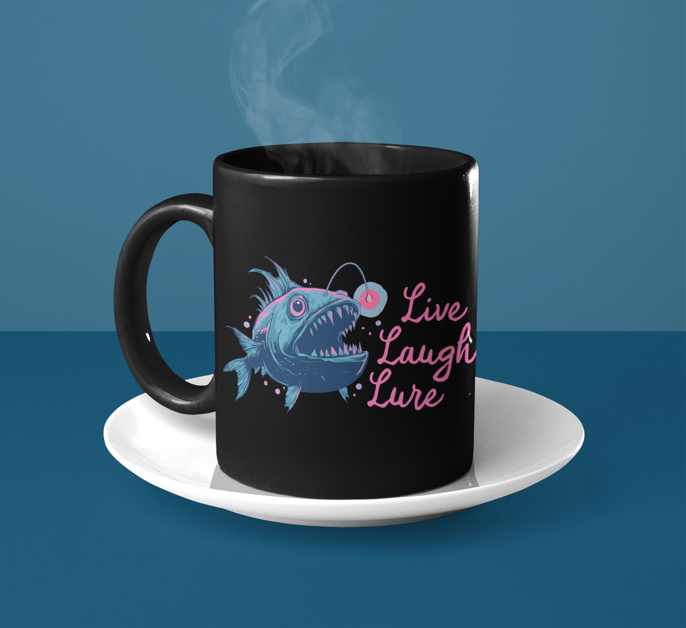 Live Laugh Lure Deep Sea Anglerfish Ceramic Coffee Mug Self Care Funny Angler Fish Glow Lure Inspirational Mugs