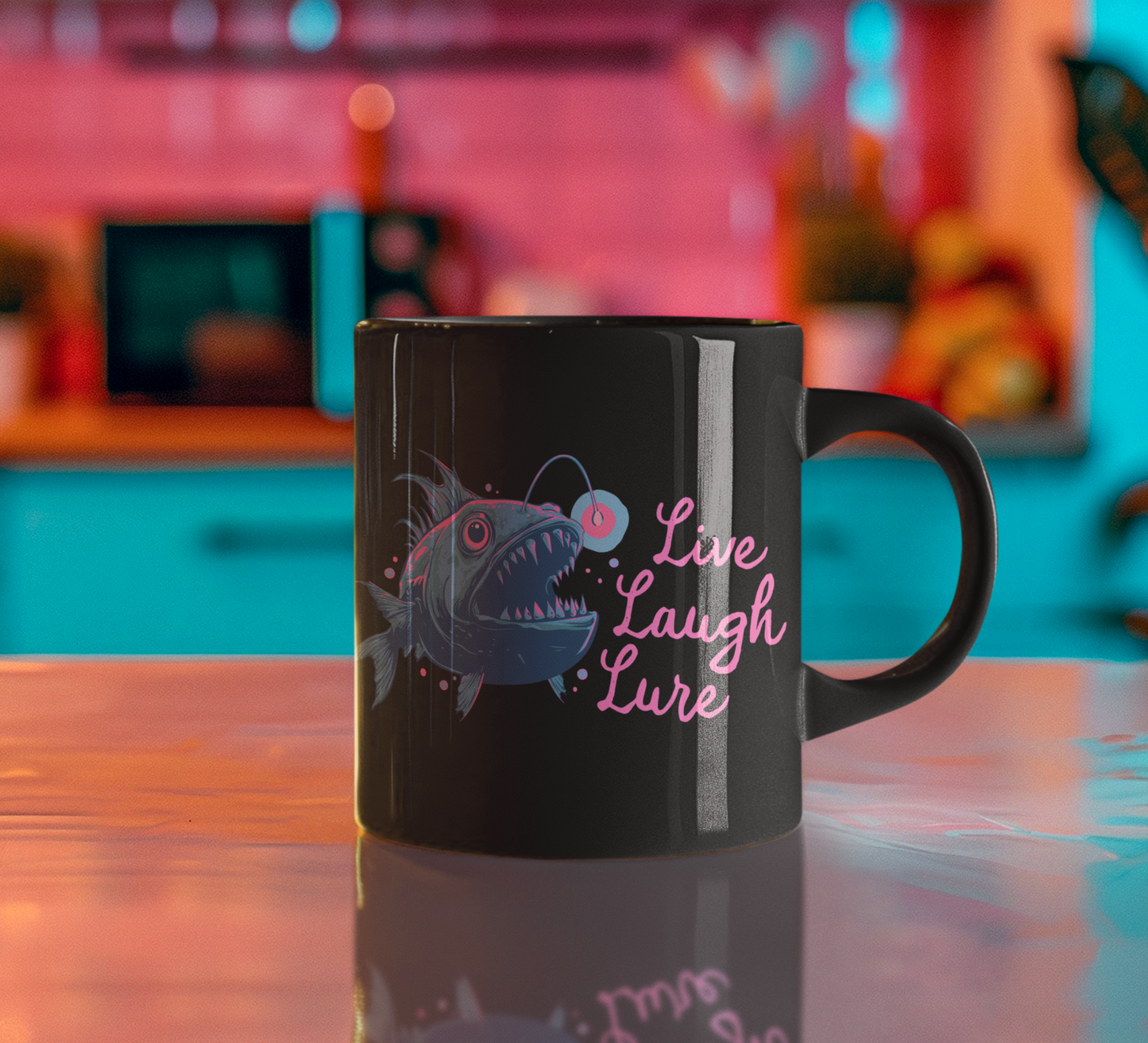 Live Laugh Lure Deep Sea Anglerfish Ceramic Coffee Mug Self Care Funny Angler Fish Glow Lure Inspirational Mugs