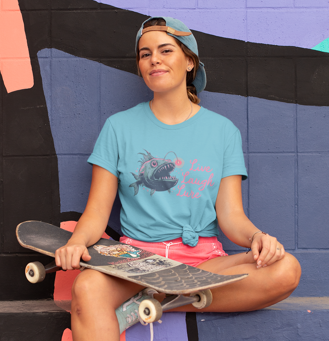 Live Laugh Lure Deep Sea Anglerfish T-shirt, Angler Fish Lure Glow Graphic Tee Ocean Aquatic Creatures