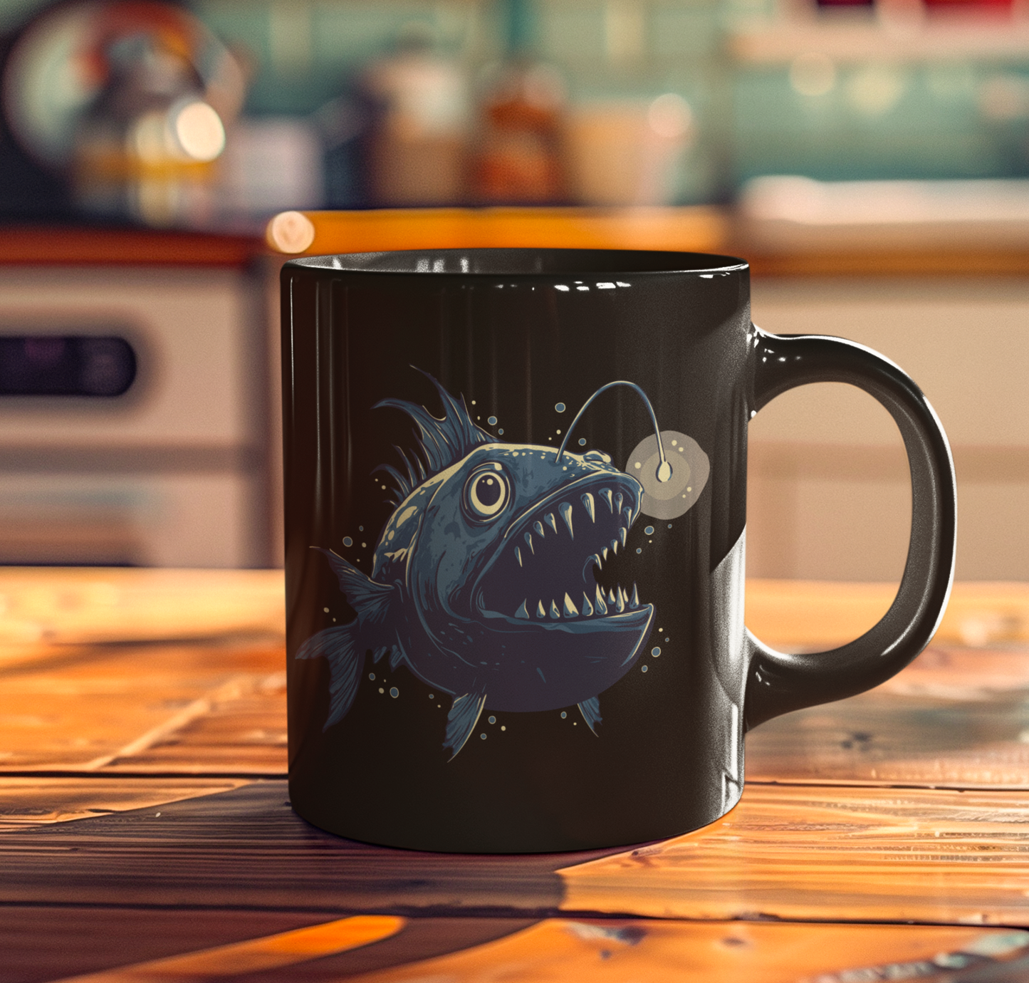 Deep Sea Anglerfish Coffee Mug Ocean Life Angler Fish Bioluminescent Lure Ceramic Mugs - Nautical Ocean Animals Gifts
