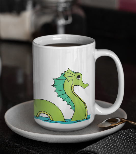 Sea Serpent Loch Ness Monster Ceramic Mug | Perfect Gift for Nessie Lovers, Coffee Tea Mugs Cryptid Ocean Life 15 Ounce