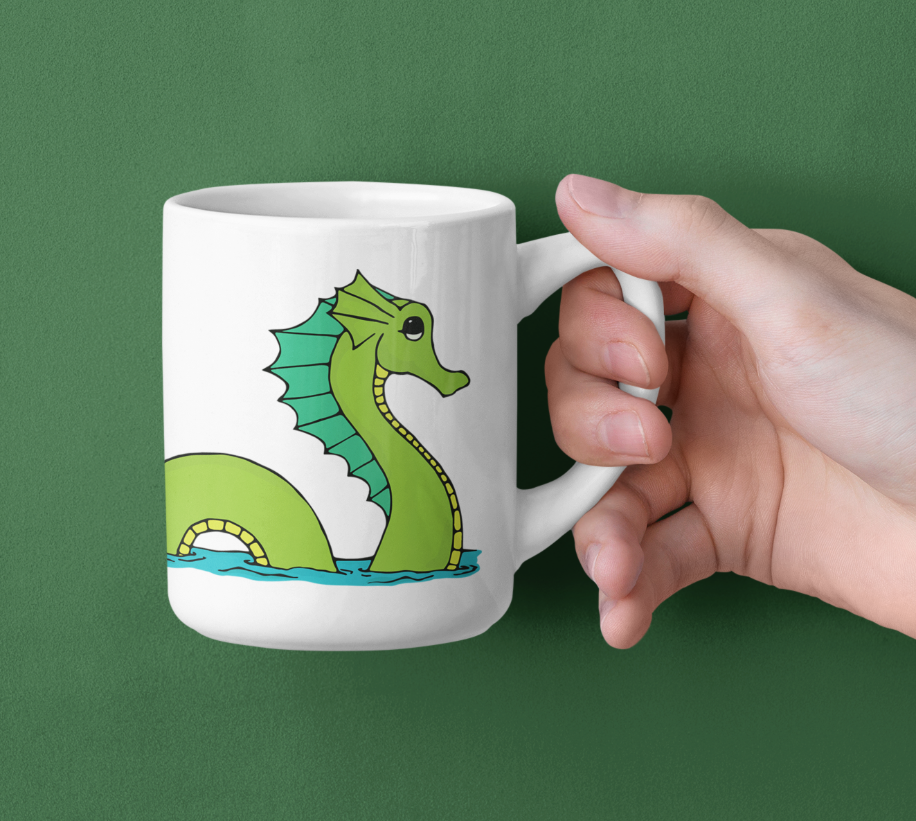 Sea Serpent Loch Ness Monster Ceramic Mug | Perfect Gift for Nessie Lovers, Coffee Tea Mugs Cryptid Ocean Life 15 Ounce