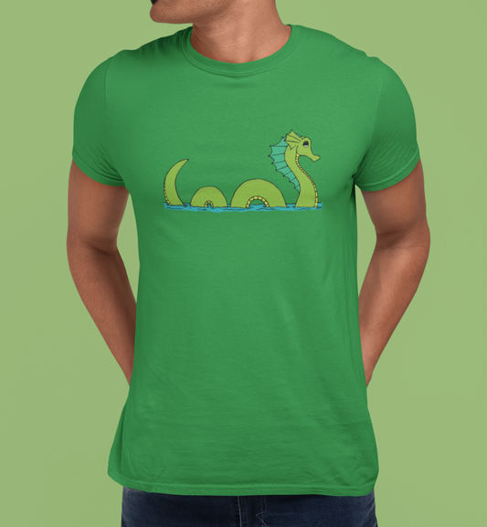 Sea Serpent T-shirt Unisex Heavy Cotton Tee - Mens Womens Loch Ness Sea Monster