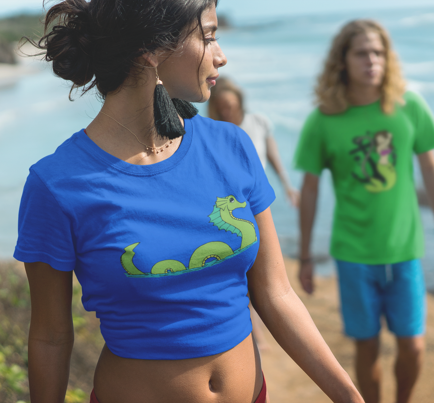 Sea Serpent T-shirt Unisex Heavy Cotton Tee - Mens Womens Loch Ness Sea Monster