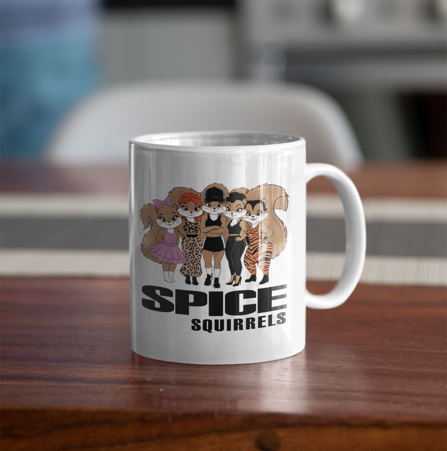 Spice Squirrels 11oz Ceramic Coffee Tea Mug with 90's Pop Music Parody with Squirrels - Gifts Ideas, 11 Ounce Coffee Cups & Mugs