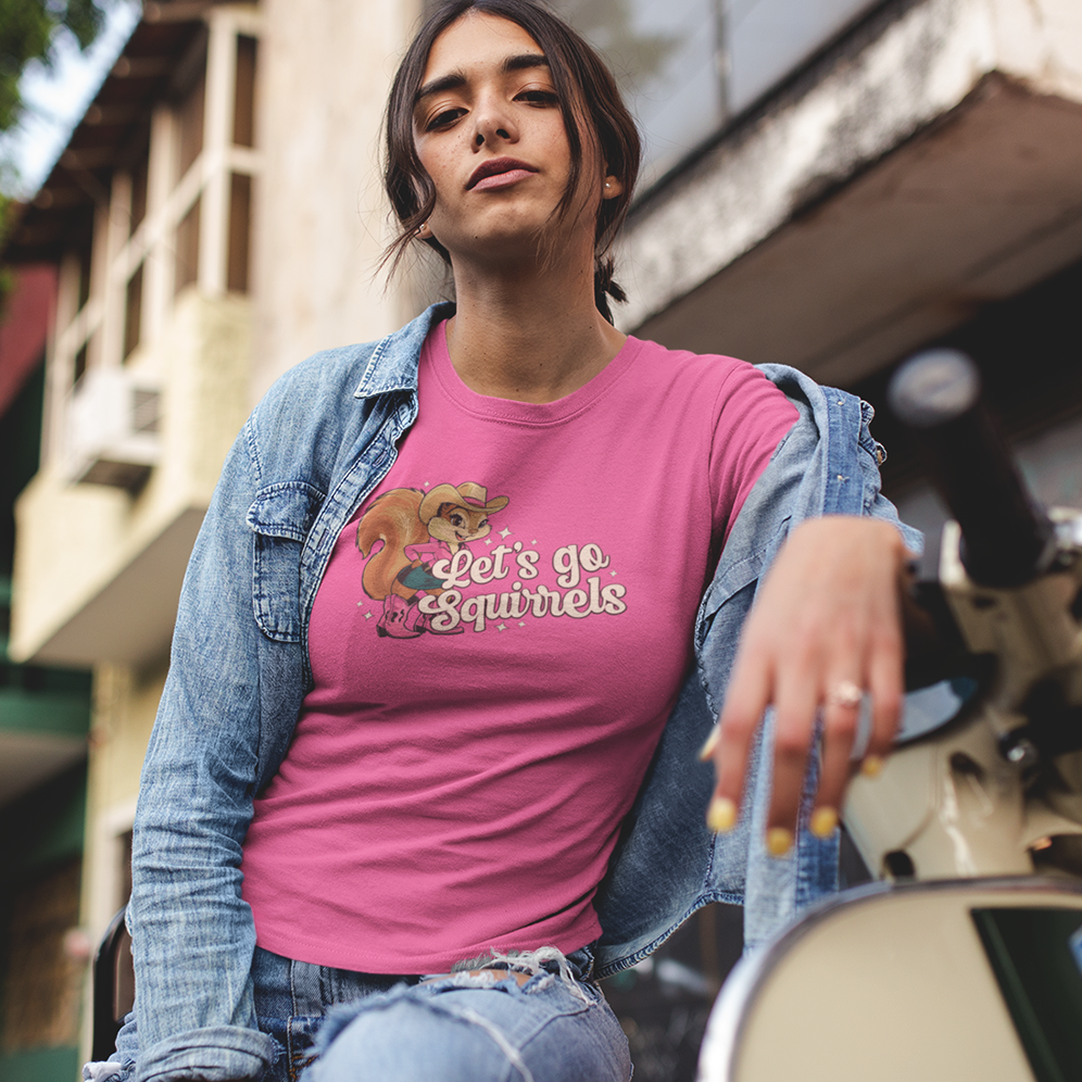 Let's Go Squirrels Ladies T-shirt - Women's Midweight Cotton Tee - Funny Parody Squirrel Print