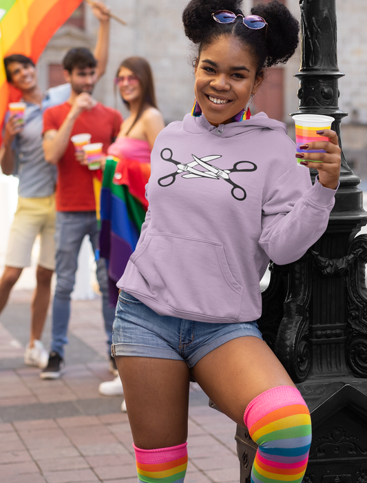 Scissors Hoodie - Pullover Hooded Sweatshirt, Lesbian Queer Gay LGBTQIA+, Funny Pride Scissor Fleece Hoodies