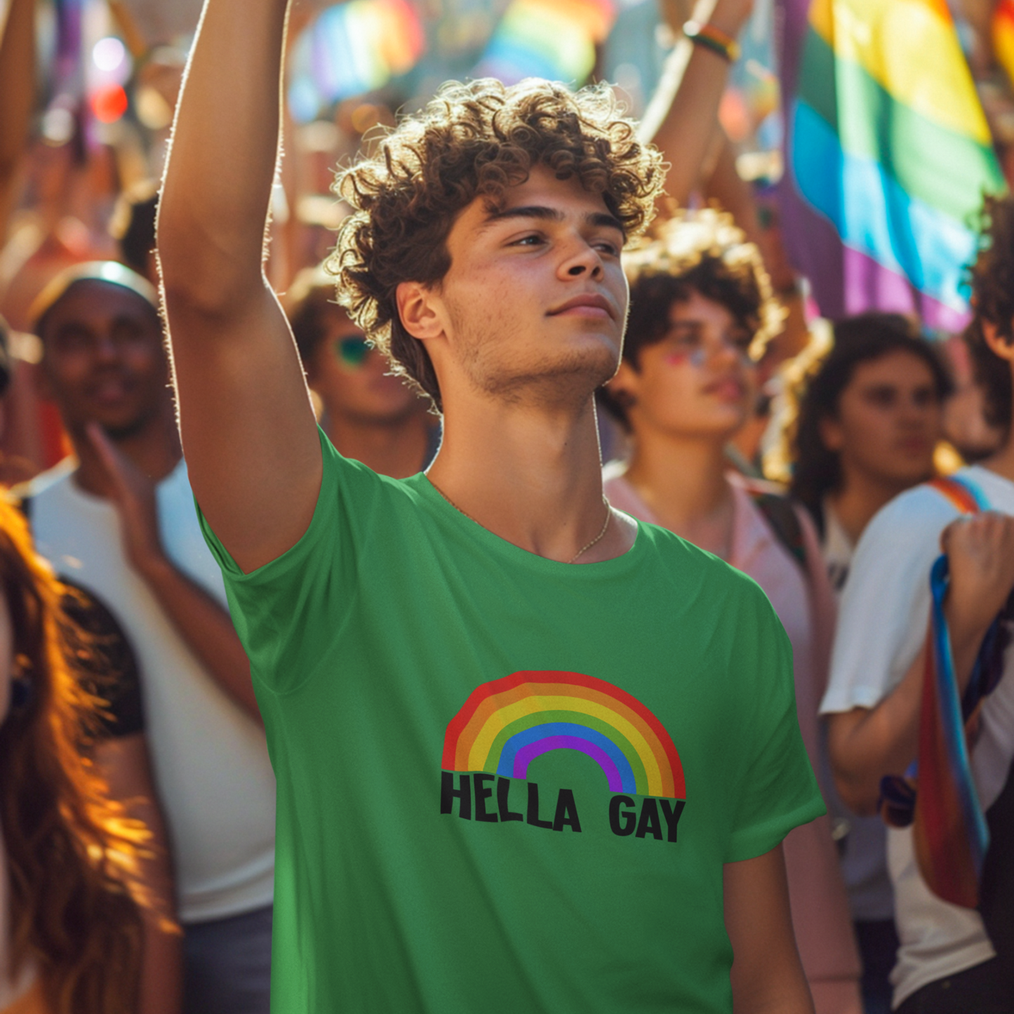 Hella Gay Rainbow Pride T-shirt Unisex Heavy Cotton Tee LGBTQIA+ Mens Womens Cotton Tee