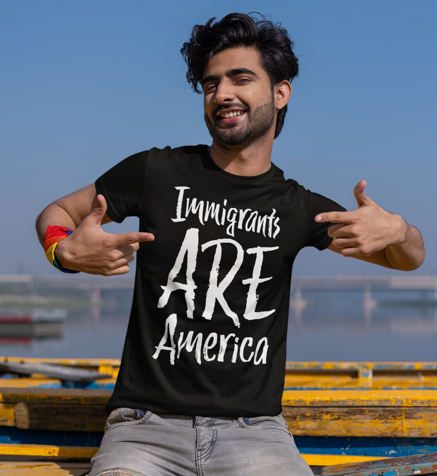 Immigrants ARE America T-shirt, Political Tee, Leftist Liberal Shirts, Abolish ICE, Human Rights Activist Unisex Short Sleeve Top
