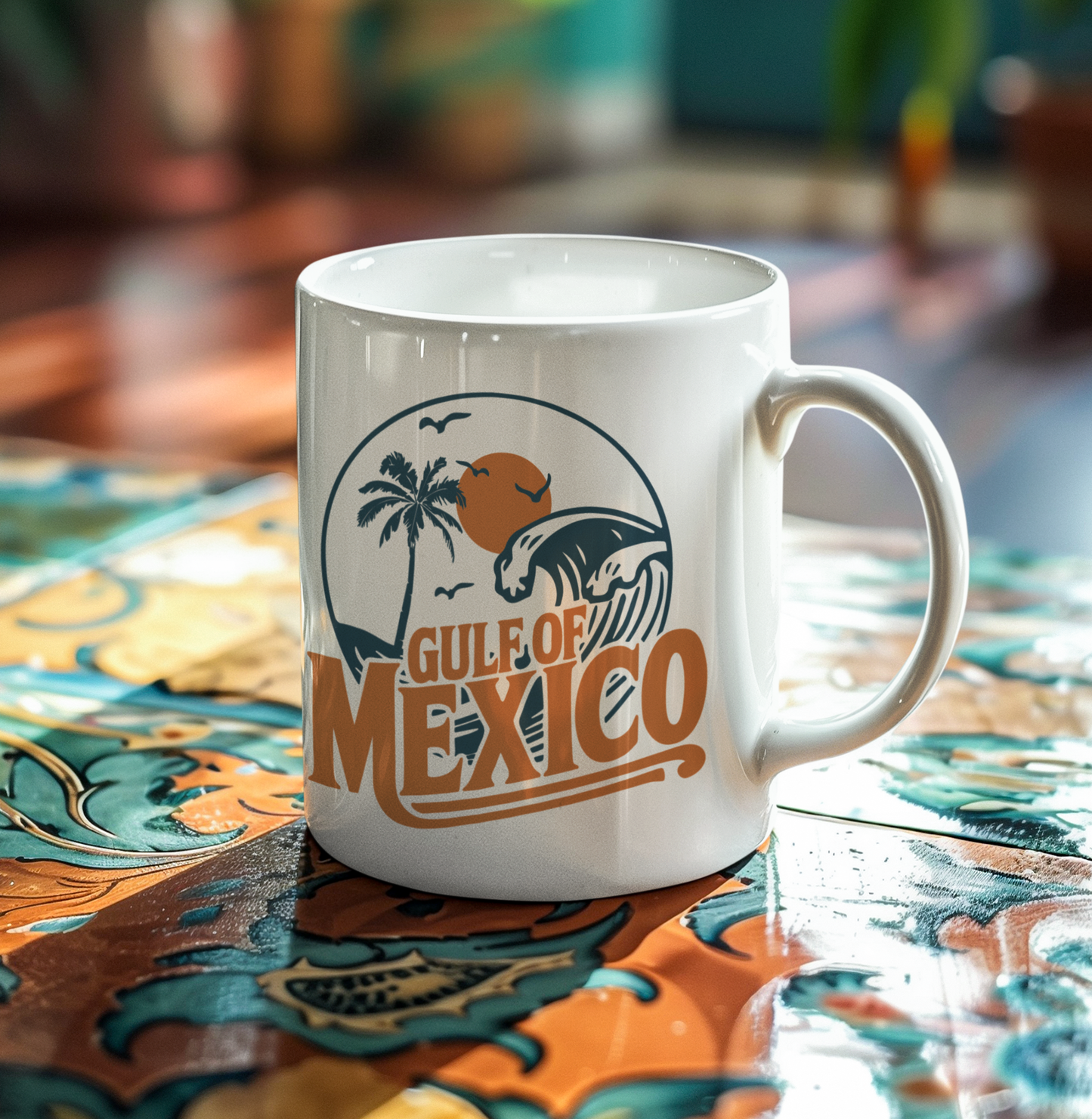 Gulf of Mexico Tropical Mexico Ceramic Mug, Perfect for Coffee Lovers, Gift for Birthdays, Travel Souvenirs, Beach Vibes, 11oz