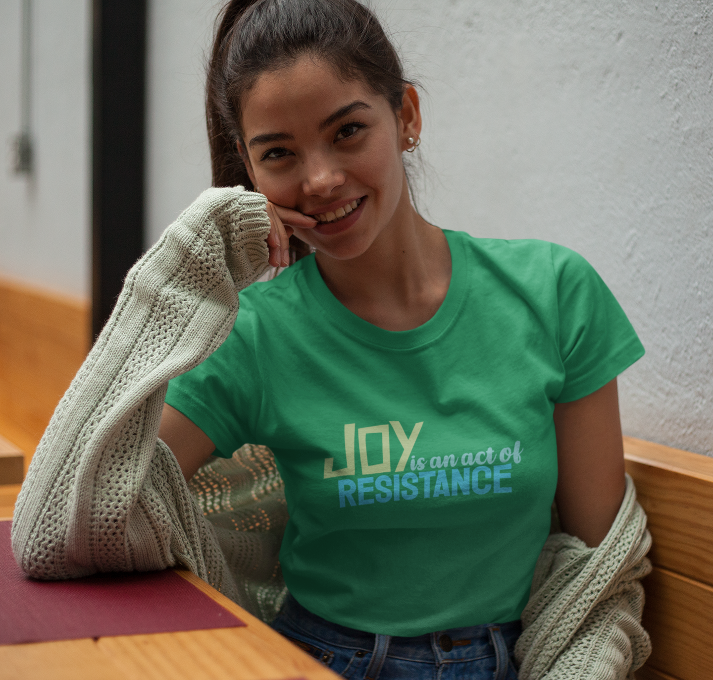 Joy is an Act of Resistance Women's Fitted T-Shirt, Ladies Cotton Short Sleeve Tee for Activists, Protest Apparel, Everyday Wear