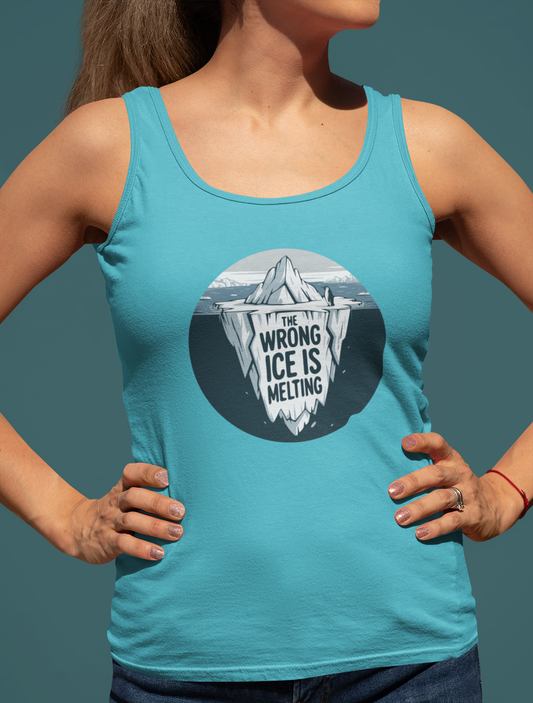 The Wrong ICE is Melting Tank Top, Funny Politics Tee, Leftist Liberal Political Racerback Tops, Abolish ICE, Climate Change Activist