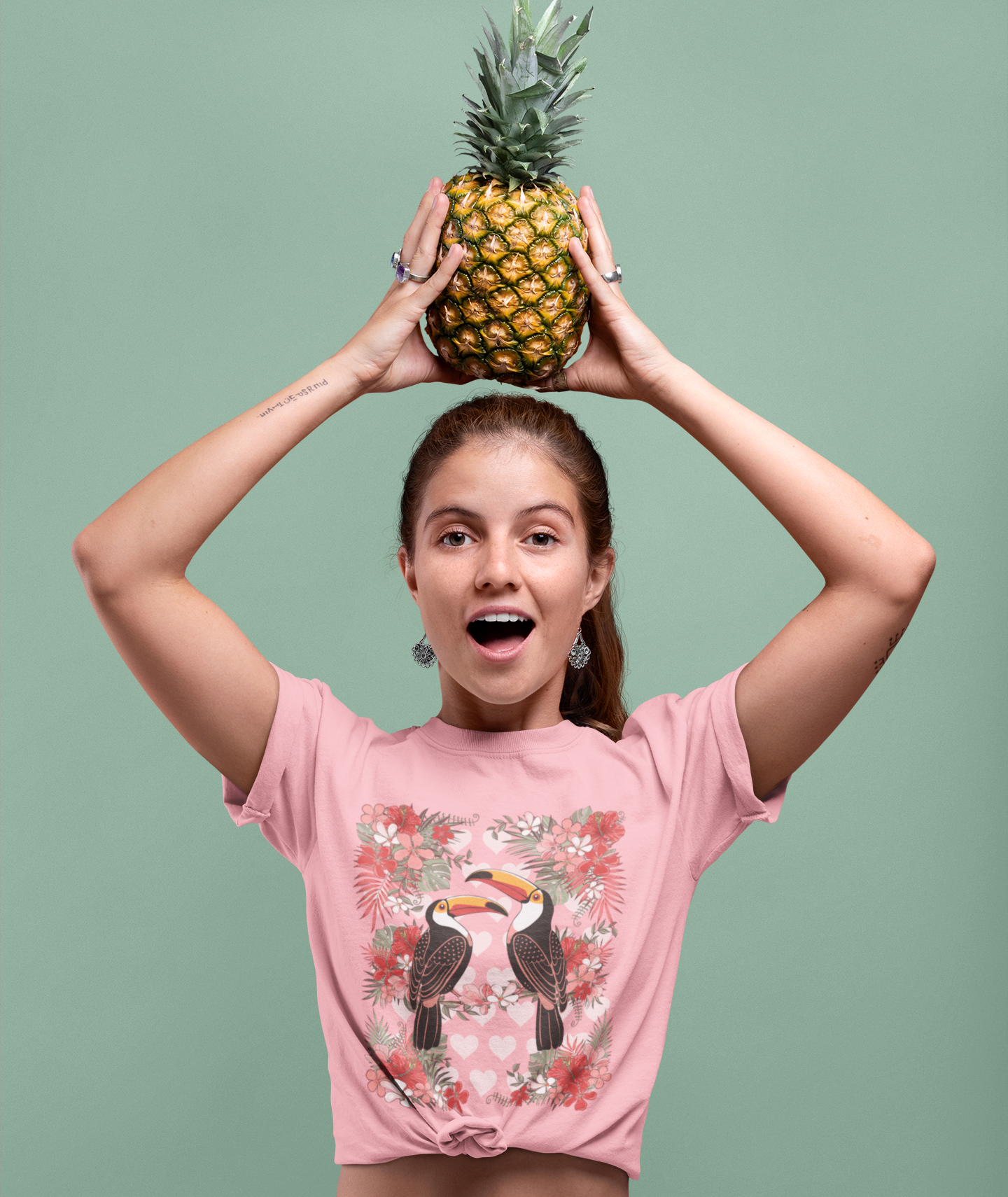 Toucan Tropical Love Birds T-shirt, Casual Summer Shirt, Gift for Bird Lovers, Vacation Wear, Floral Nature Inspired Tee