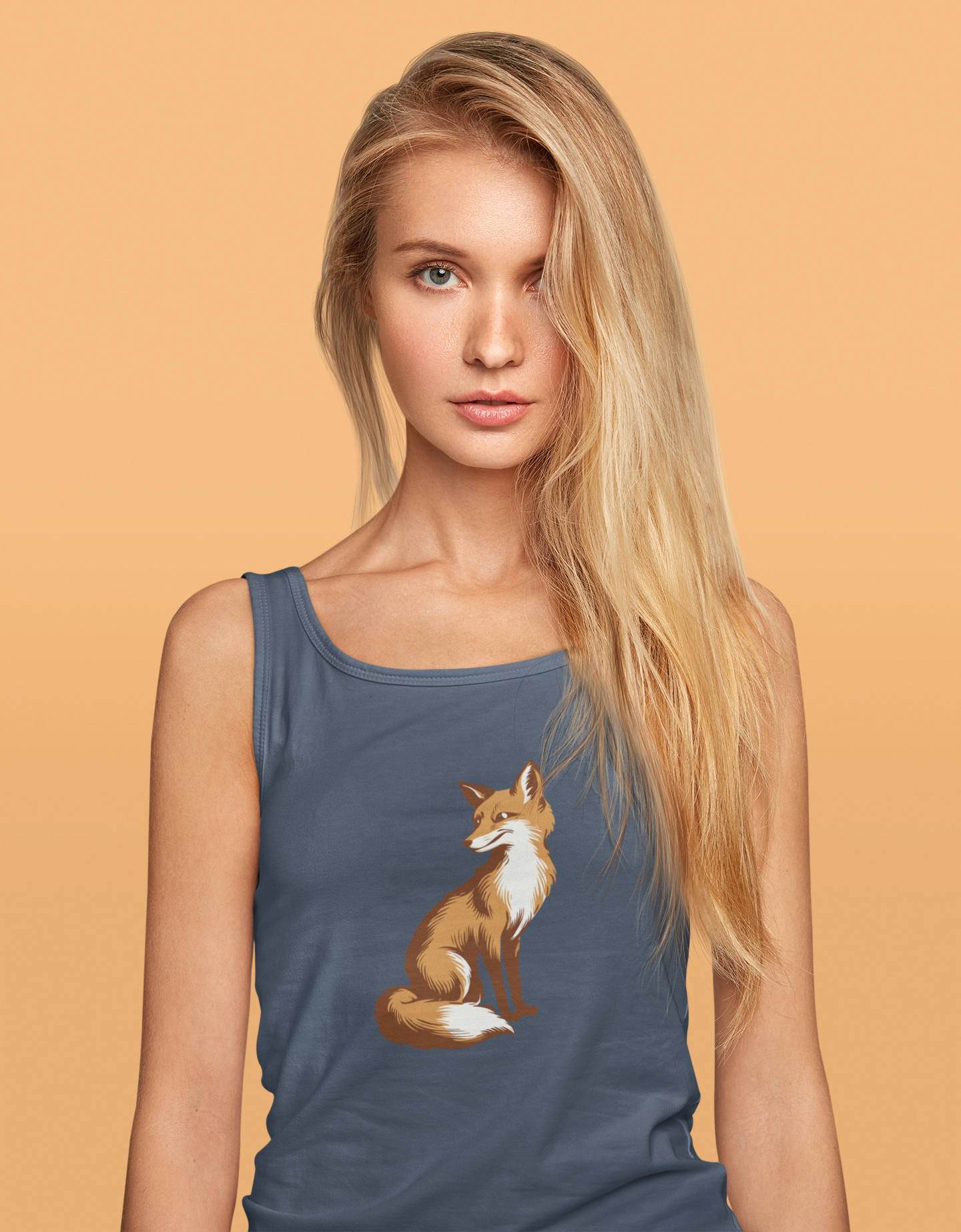 Fox Racerback Tank Top Women's Black Sleeveless Shirt Tank Top with Fox Art Print