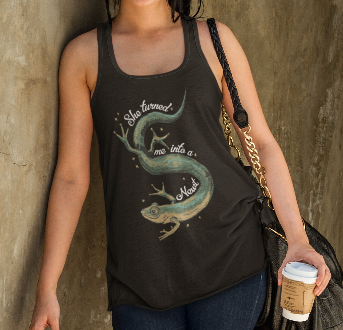 She Turned Me Into A Newt Tank Top, Women'sRacerback Sleeveless Shirt, Funny Movie Quote Ladies Tank Tops
