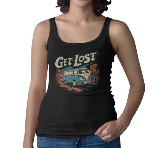 Get Lost Vintage Van Vanlife Utah Arizona Desert Roadtrip Tank Top Women's Ideal Racerback Tank
