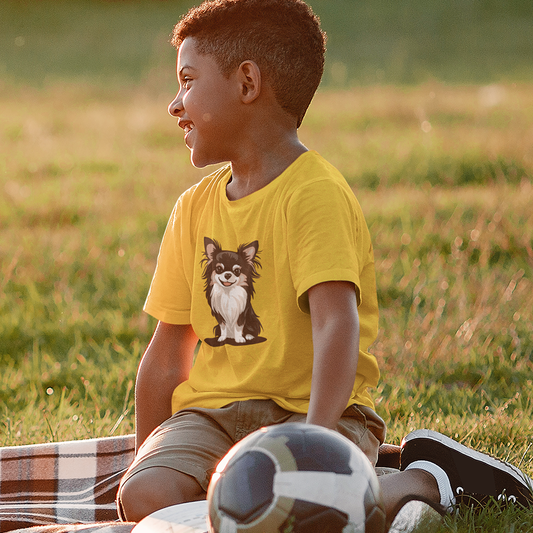 Long Haired Chihuahua Dog Pet Kids T-shirt Kids  Cotton Youth Tee Boys Girls Unisex, Pet Chihuahuas Childrens Short Sleeve Shirts