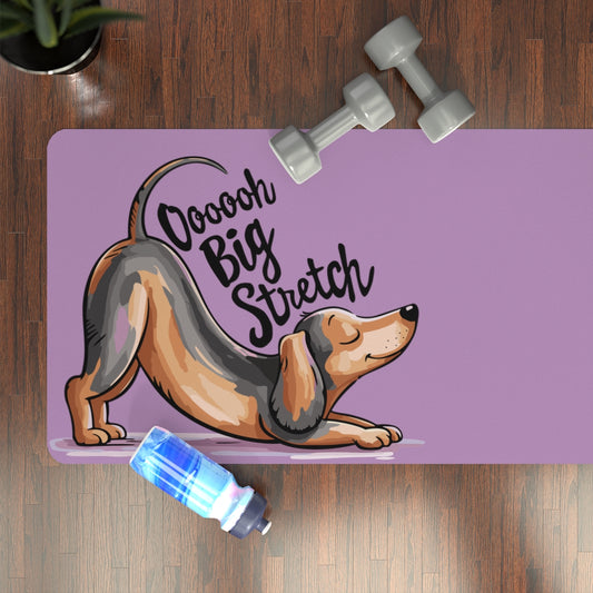 Oooh Big Stretch Dachshund Dog Stretching Rubber Yoga Mat, Funny Wiener Dogs Print Workout Exercise Mats