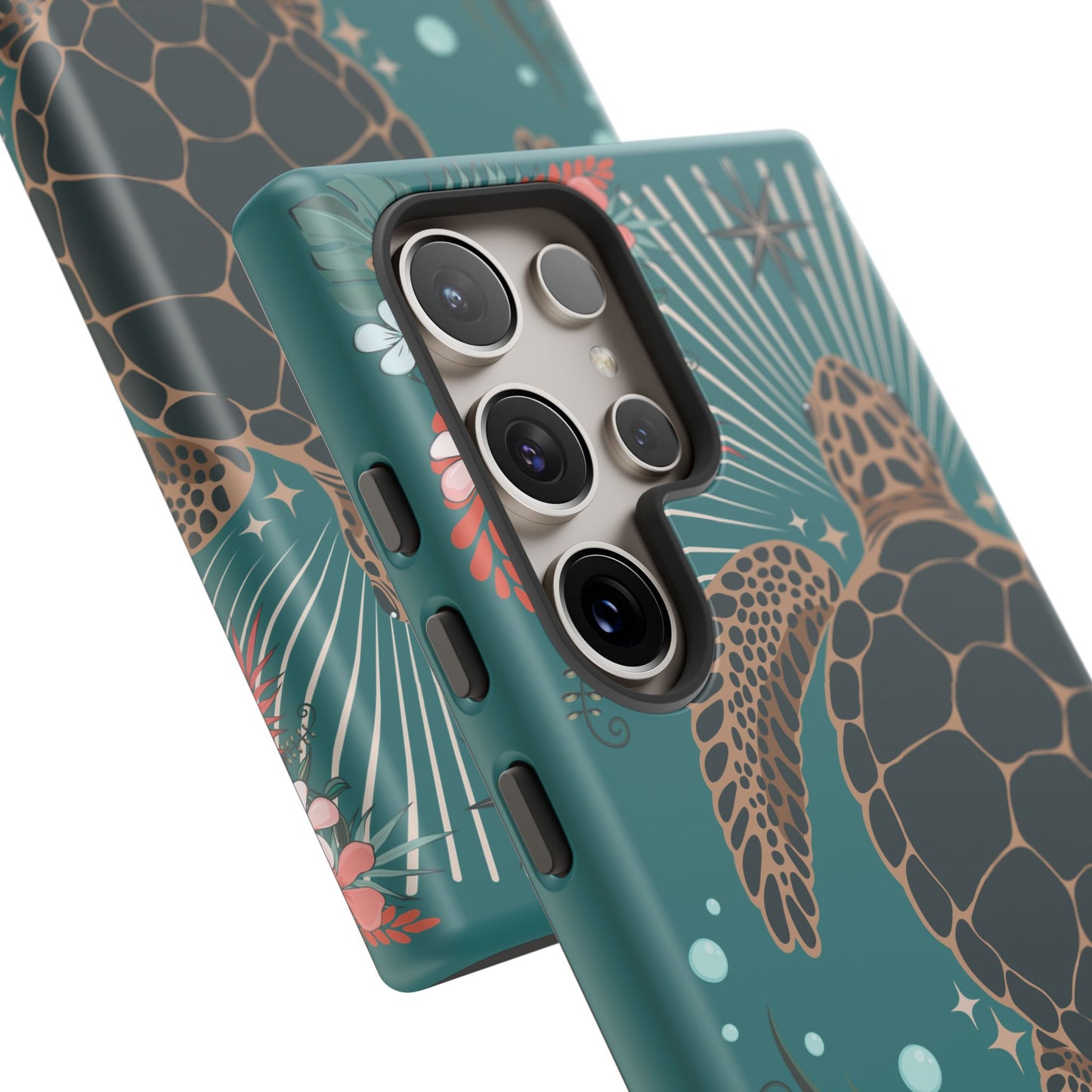 Sea Turtle Illustration Phone Case | Ocean Turtles Coral Floral Pattern Cell Phone Cases - Iphone, Google Pixel, Samsung - Matte Finish