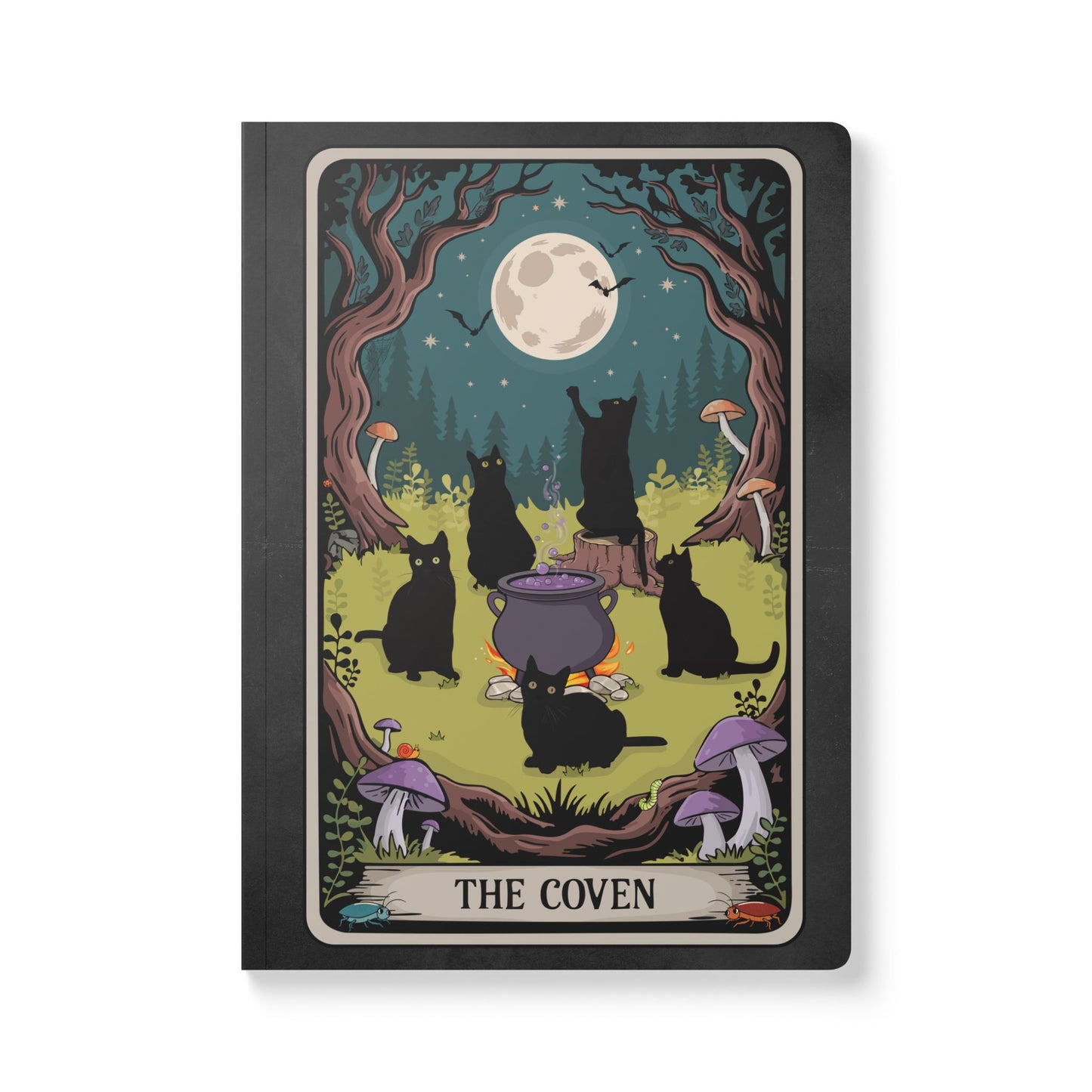 Mystical Black Cat Journal - The Coven Tarot Card Design Witch Journals, Spell Book, Gift for Cat Lovers, Spooky Halloween Notebook