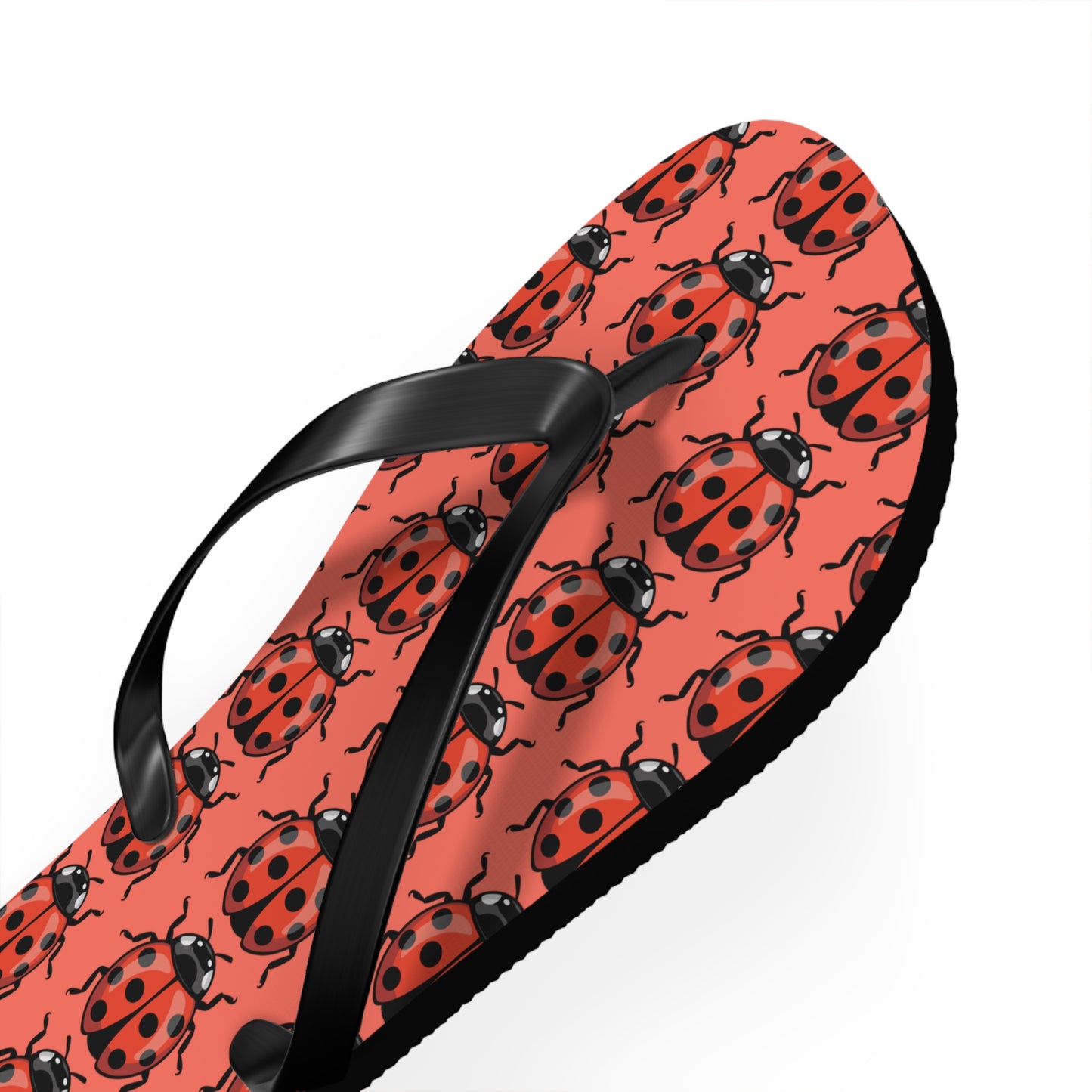 Ladybug Pattern Flip Flops | Red Insect Bug Print Summer Sandals, Ladybugs Beach Pool Footwear
