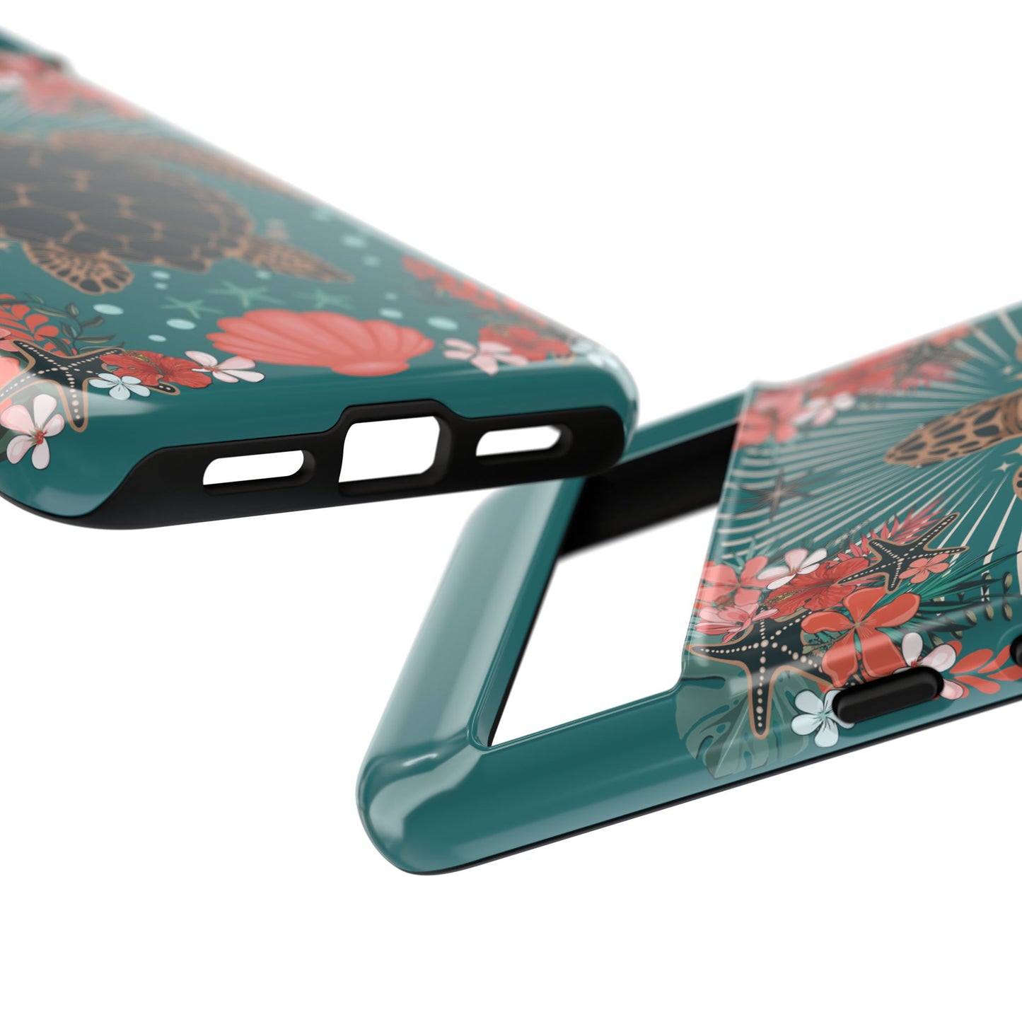 Sea Turtle Illustration Phone Case | Ocean Turtles Coral Floral Pattern Cell Phone Cases - Iphone, Google Pixel, Samsung - Matte Finish