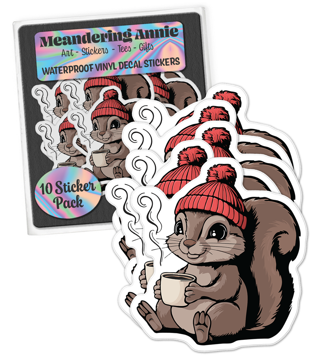 Small 2" Cozy Squirrel Sticker Bundle - Waterproof Decal Stickers Autumn Fall Squirrels