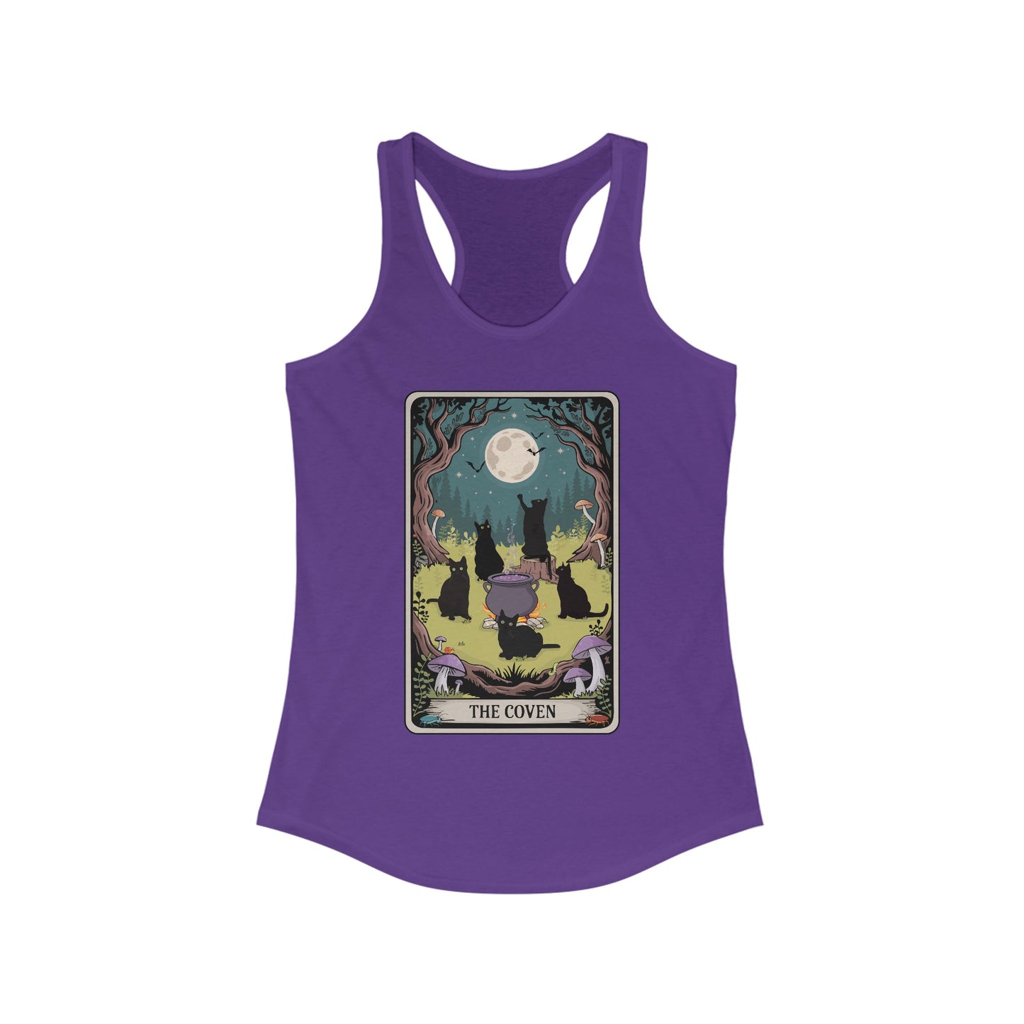 Witchy Black Cats Racerback Tank Top, The Coven Women's Sleeveless Shirt, Halloween Apparel, Spooky Fall Gifts for Witches, Goth Occult Tops