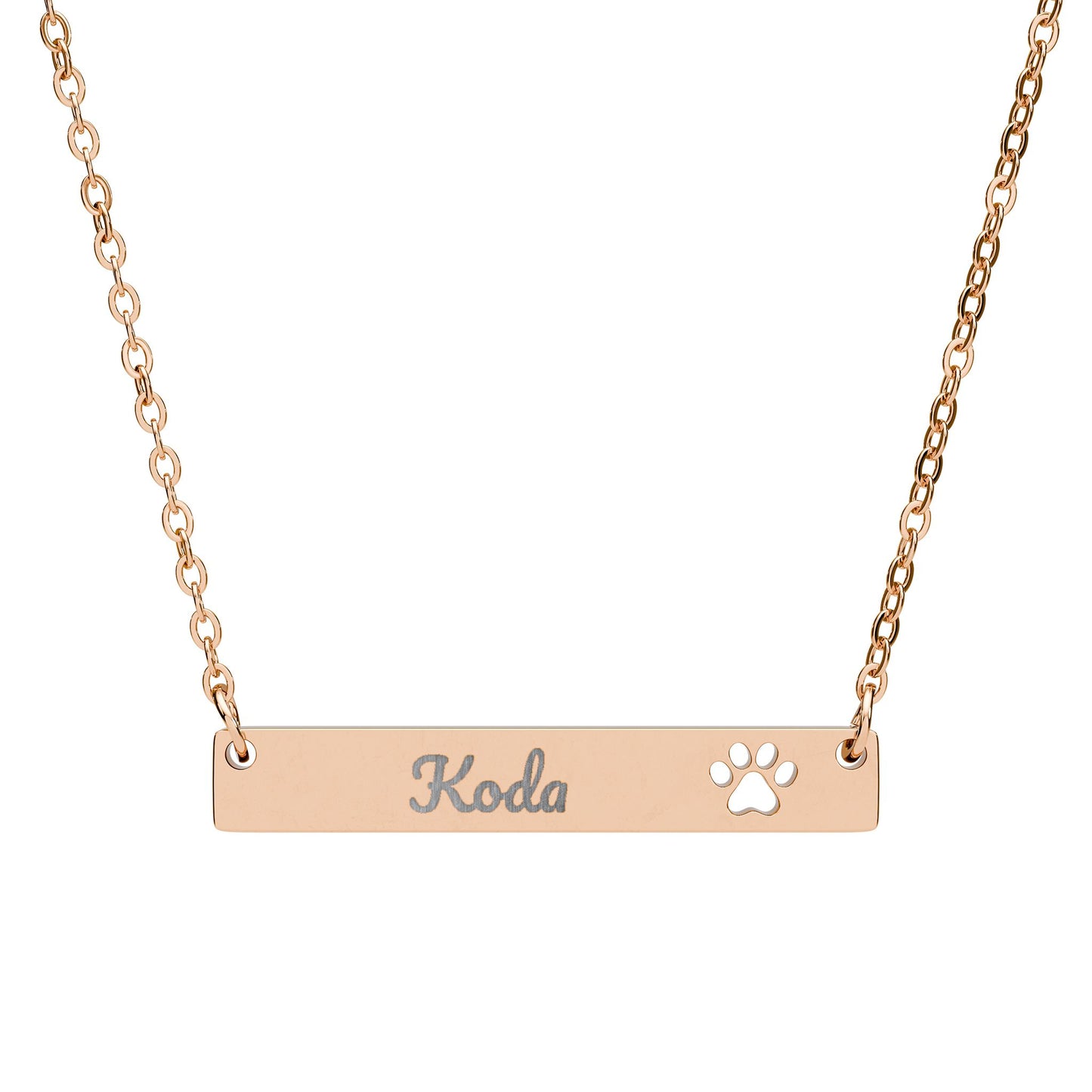 Personalized Engraved Paw Bar Necklace for Pet Lovers, Customizable Cat Dog Jewelry, Custom Animal Lover Gift, Memorial Name Necklace