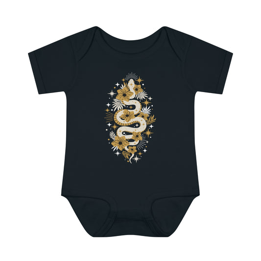 Mystic Golden Snake Baby One Piece Boho Infant Baby Rib Bodysuit Boys Girls Short Sleeve Romper Cotton Clothes for Babies