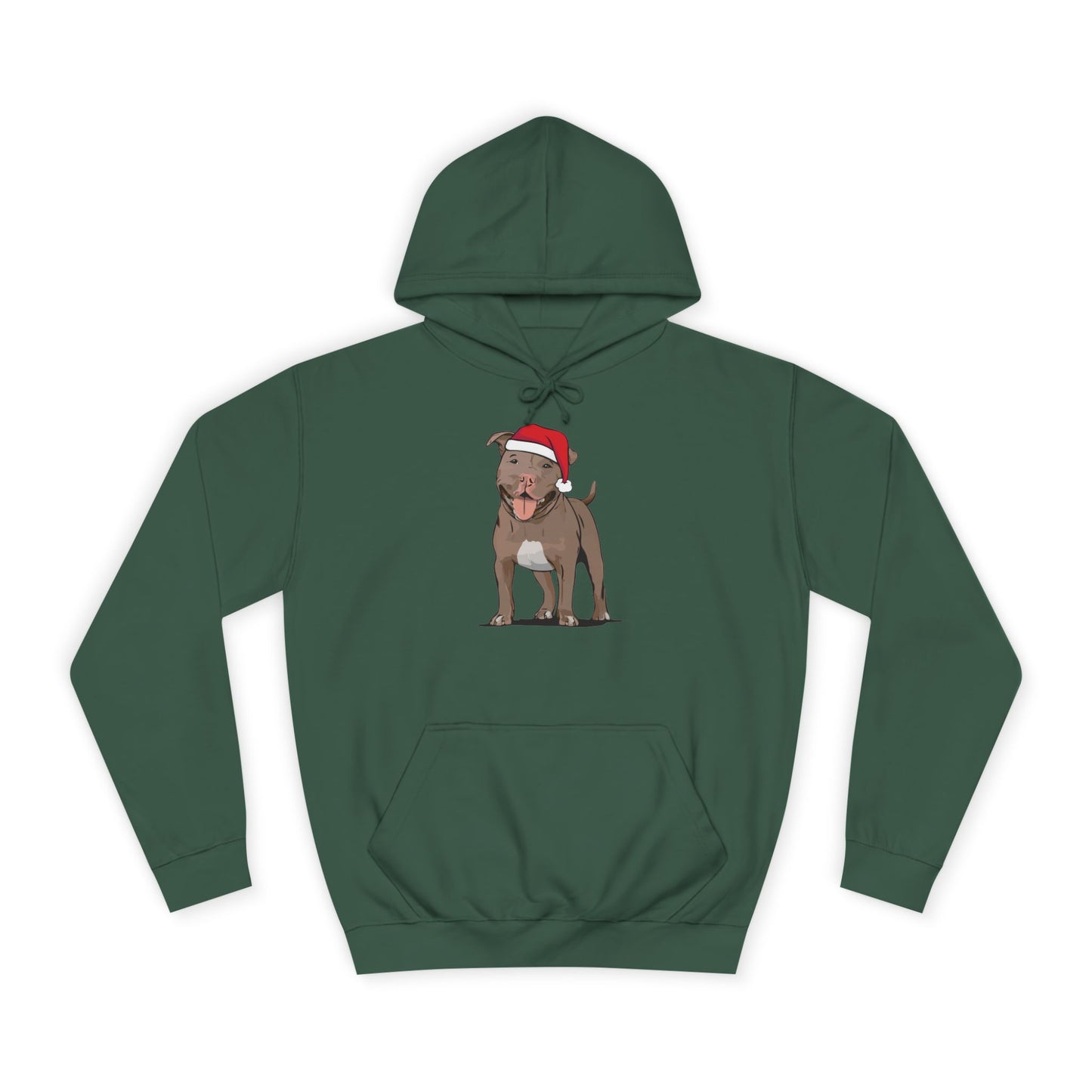 Pit Bull Terrier Dog Holiday Hoodie, Christmas Pullover Hooded Sweatshirt, Xmas Santa Brown Pitbull Dogs Apparel Hoodies Sweatshirts