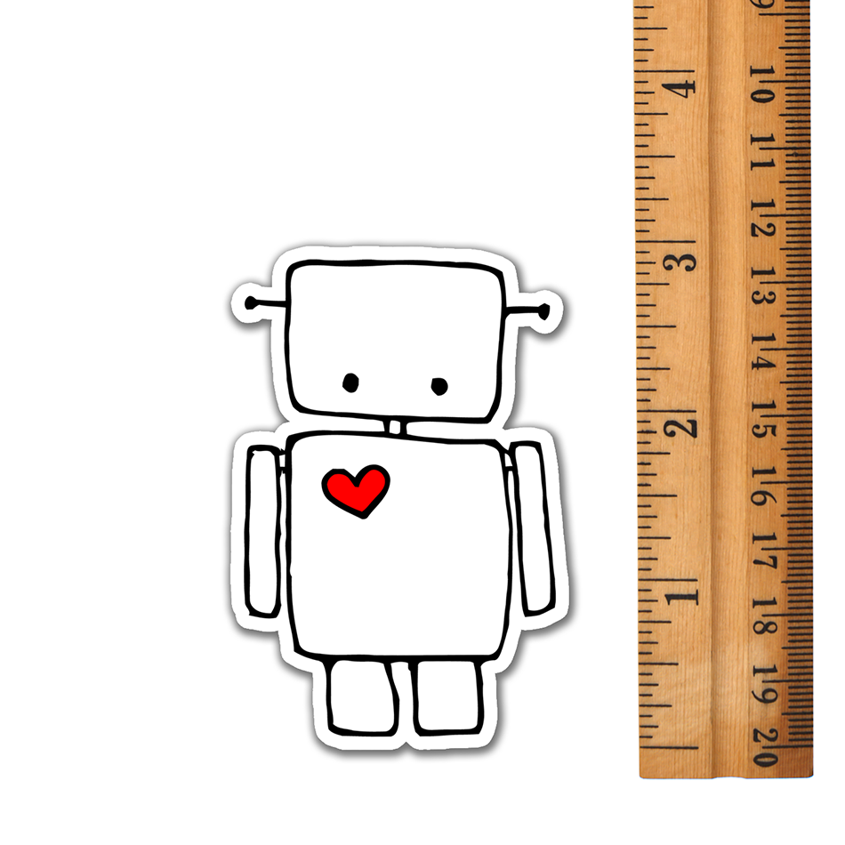 3" Cute Robot Heart Sticker - Waterproof, Fade-Resistant Decal Stickers Robots