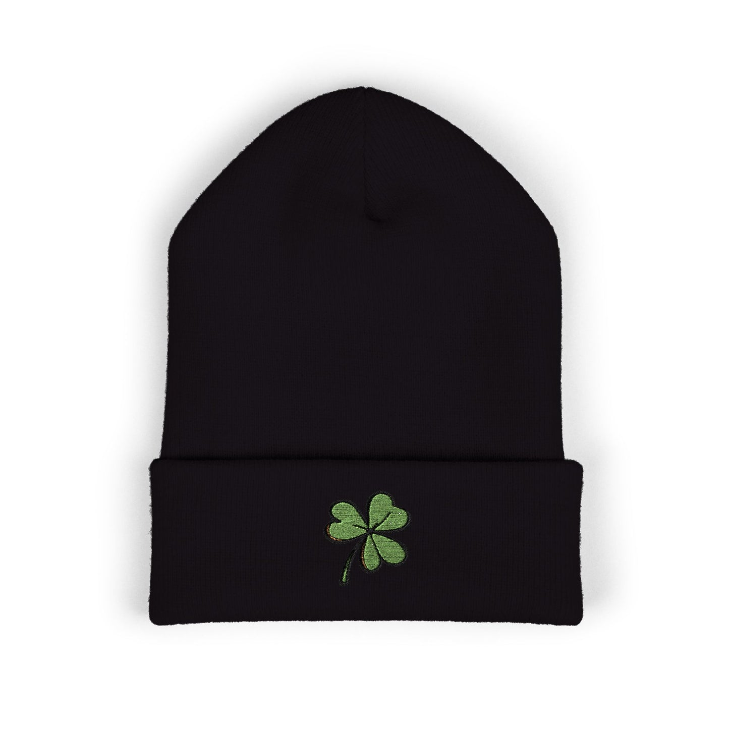 Clover Shamrock Cuffed Beanie, Cozy Winter Hat, St. Patrick's Day Gift, Outdoor Accessory, Embroidered Beanies