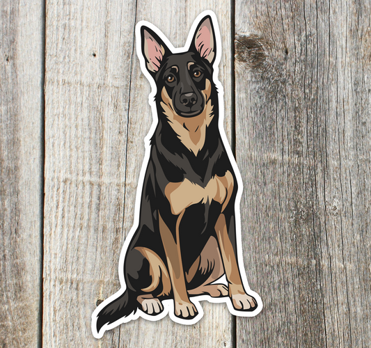 Buddy German Shepherd Dog Sticker - Vinyl Decal Stickers Black Brown Puppy Dogs Design Waterproof Cute Pup Pet Decals